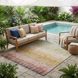 5' X 8' Gold And Beige Abstract Washable Indoor Outdoor Area Rug