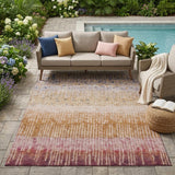 5' X 8' Orange And Beige Abstract Washable Indoor Outdoor Area Rug