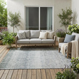 5' X 8' Sage And Green Abstract Washable Indoor Outdoor Area Rug