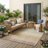 5' X 8' Wheat And Gold Abstract Washable Indoor Outdoor Area Rug