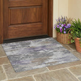 3' X 5' Gray And Silver Abstract Washable Indoor Outdoor Area Rug