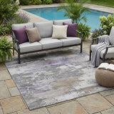 5' X 8' Gray And Silver Abstract Washable Indoor Outdoor Area Rug
