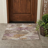 3' X 5' Brown And Blush Abstract Washable Indoor Outdoor Area Rug