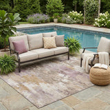5' X 8' Brown And Blush Abstract Washable Indoor Outdoor Area Rug