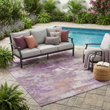 5' X 8' Plum And Purple Abstract Washable Indoor Outdoor Area Rug