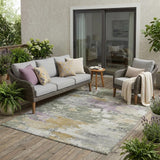 5' X 8' Sage And Green Abstract Washable Indoor Outdoor Area Rug