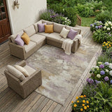 8' X 10' Taupe And Brown Abstract Washable Indoor Outdoor Area Rug