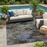5' X 8' Brown And Graphite Abstract Washable Indoor Outdoor Area Rug