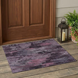 3' X 5' Eggplant And Purple Abstract Washable Indoor Outdoor Area Rug