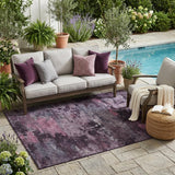 5' X 8' Eggplant And Purple Abstract Washable Indoor Outdoor Area Rug