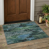 3' X 5' Green And Graphite Abstract Washable Indoor Outdoor Area Rug