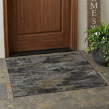 3' X 5' Pewter And Gray Abstract Washable Indoor Outdoor Area Rug