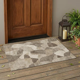 3' X 5' Beige And Brown Abstract Washable Indoor Outdoor Area Rug