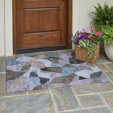 3' X 5' Brown And Graphite Abstract Washable Indoor Outdoor Area Rug
