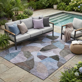 5' X 8' Brown And Graphite Abstract Washable Indoor Outdoor Area Rug