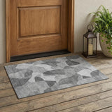 3' X 5' Gray And Silver Abstract Washable Indoor Outdoor Area Rug