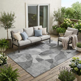 5' X 8' Gray And Silver Abstract Washable Indoor Outdoor Area Rug