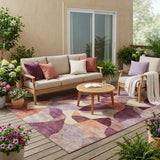 5' X 8' Merlot And Red Abstract Washable Indoor Outdoor Area Rug