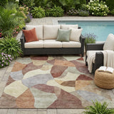 5' X 8' Orange And Chocolate Abstract Washable Indoor Outdoor Area Rug