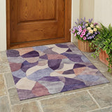 3' X 5' Plum And Purple Abstract Washable Indoor Outdoor Area Rug