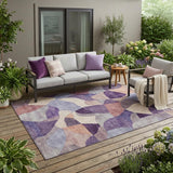 5' X 8' Plum And Purple Abstract Washable Indoor Outdoor Area Rug