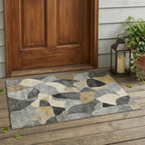 3' X 5' Pewter And Gray Abstract Washable Indoor Outdoor Area Rug