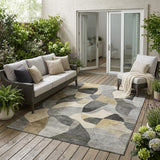 5' X 8' Pewter And Gray Abstract Washable Indoor Outdoor Area Rug