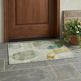 3' X 5' Green And Ivory Geometric Washable Indoor Outdoor Area Rug