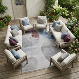 8' X 10' Blue And Silver Geometric Washable Indoor Outdoor Area Rug
