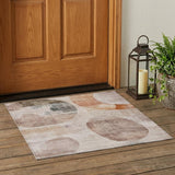 3' X 5' Copper And Orange Geometric Washable Indoor Outdoor Area Rug