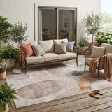 5' X 8' Copper And Orange Geometric Washable Indoor Outdoor Area Rug