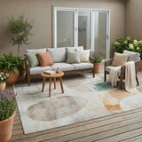 5' X 8' Ivory And Silver Geometric Washable Indoor Outdoor Area Rug