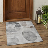 3' X 5' Taupe And Brown Geometric Washable Indoor Outdoor Area Rug