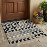 3' X 5' Black And Silver Geometric Washable Indoor Outdoor Area Rug