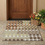 3' X 5' Coffee And Brown Geometric Washable Indoor Outdoor Area Rug