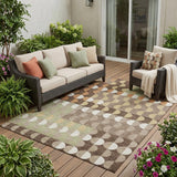 5' X 8' Coffee And Brown Geometric Washable Indoor Outdoor Area Rug