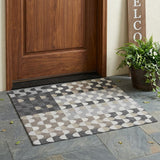 3' X 5' Gray And Silver Geometric Washable Indoor Outdoor Area Rug