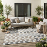 5' X 8' Gray And Silver Geometric Washable Indoor Outdoor Area Rug