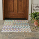 3' X 5' Linen And Ivory Geometric Washable Indoor Outdoor Area Rug