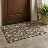 3' X 5' Brown And Chocolate Geometric Washable Indoor Outdoor Area Rug