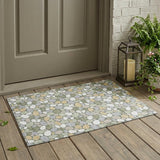 3' X 5' Green And Ivory Geometric Washable Indoor Outdoor Area Rug