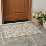 3' X 5' Ivory And Beige Geometric Washable Indoor Outdoor Area Rug