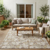 5' X 8' Ivory And Beige Geometric Washable Indoor Outdoor Area Rug