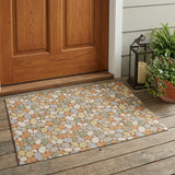 3' X 5' Orange And Gray Geometric Washable Indoor Outdoor Area Rug