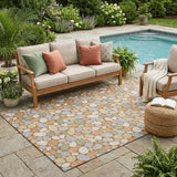 5' X 8' Orange And Gray Geometric Washable Indoor Outdoor Area Rug