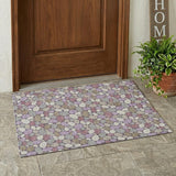 3' X 5' Plum And Purple Geometric Washable Indoor Outdoor Area Rug