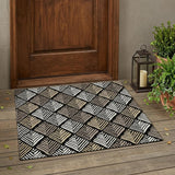 3' X 5' Black And Graphite Geometric Washable Indoor Outdoor Area Rug