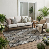 5' X 8' Black And Graphite Geometric Washable Indoor Outdoor Area Rug