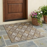 3' X 5' Chocolate And Brown Geometric Washable Indoor Outdoor Area Rug