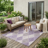 5' X 8' Lavender And Purple Geometric Washable Indoor Outdoor Area Rug